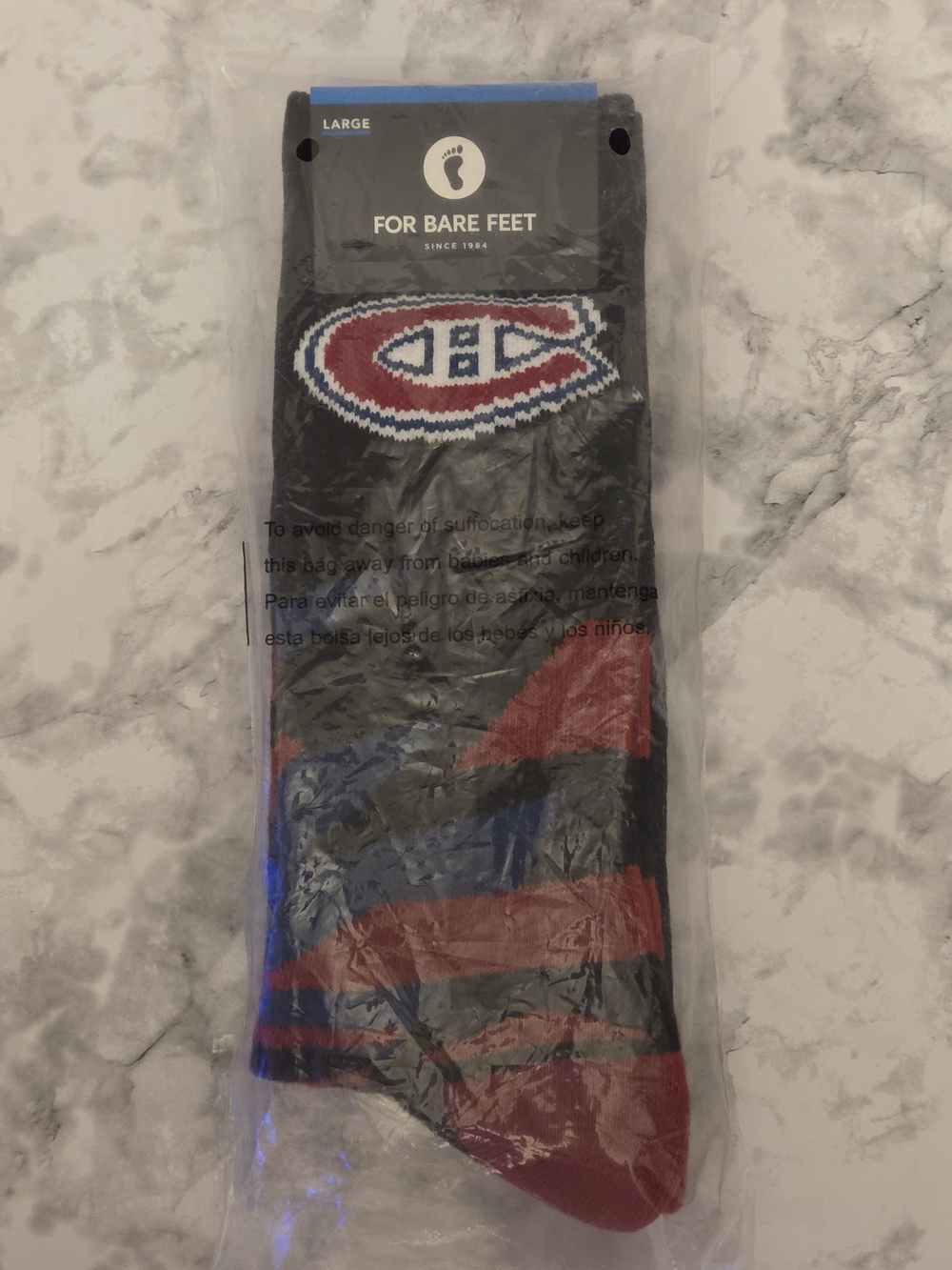 NHL Montreal Canadiens Men's Crew Socks - Large Fits 10-13 Shoe Size
